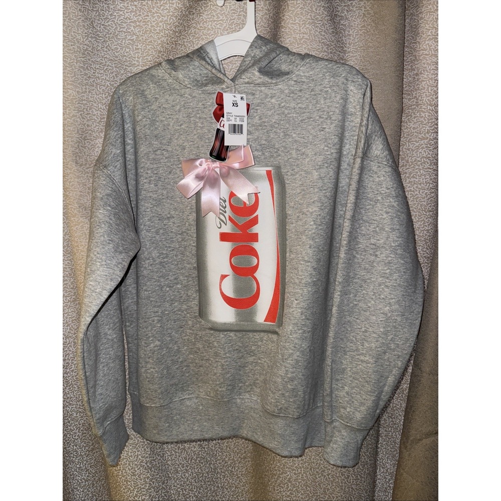 Diet Coke‎ Hoodie X-Small Gray Oversized Graphic Sweatshirt Limited Edition